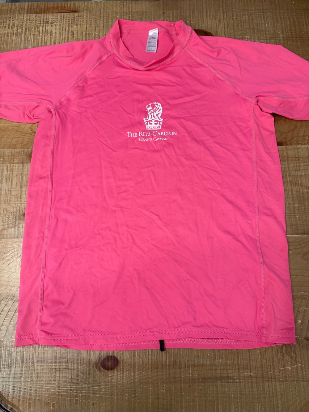 The Ritz-Carlton Grand Cayman Pink Short Sleeve Logo swim shirt